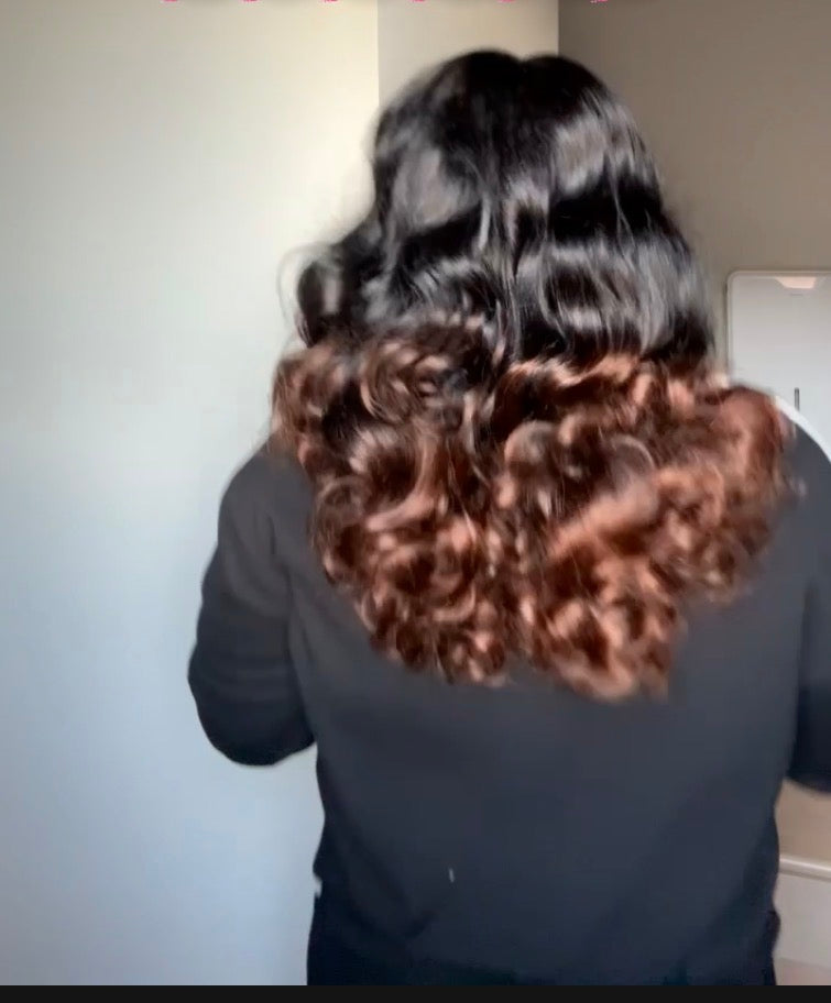 Deal No 9 - Bouncy Curl – 18” Human Hair Wig with 5x5 Closure (Natural Color with Brown Tips)