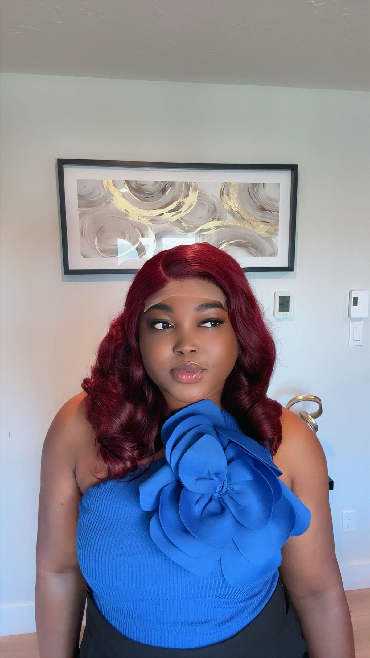 Deal No 16 - burgundy wig paired with 5*5 closure. Wear and go