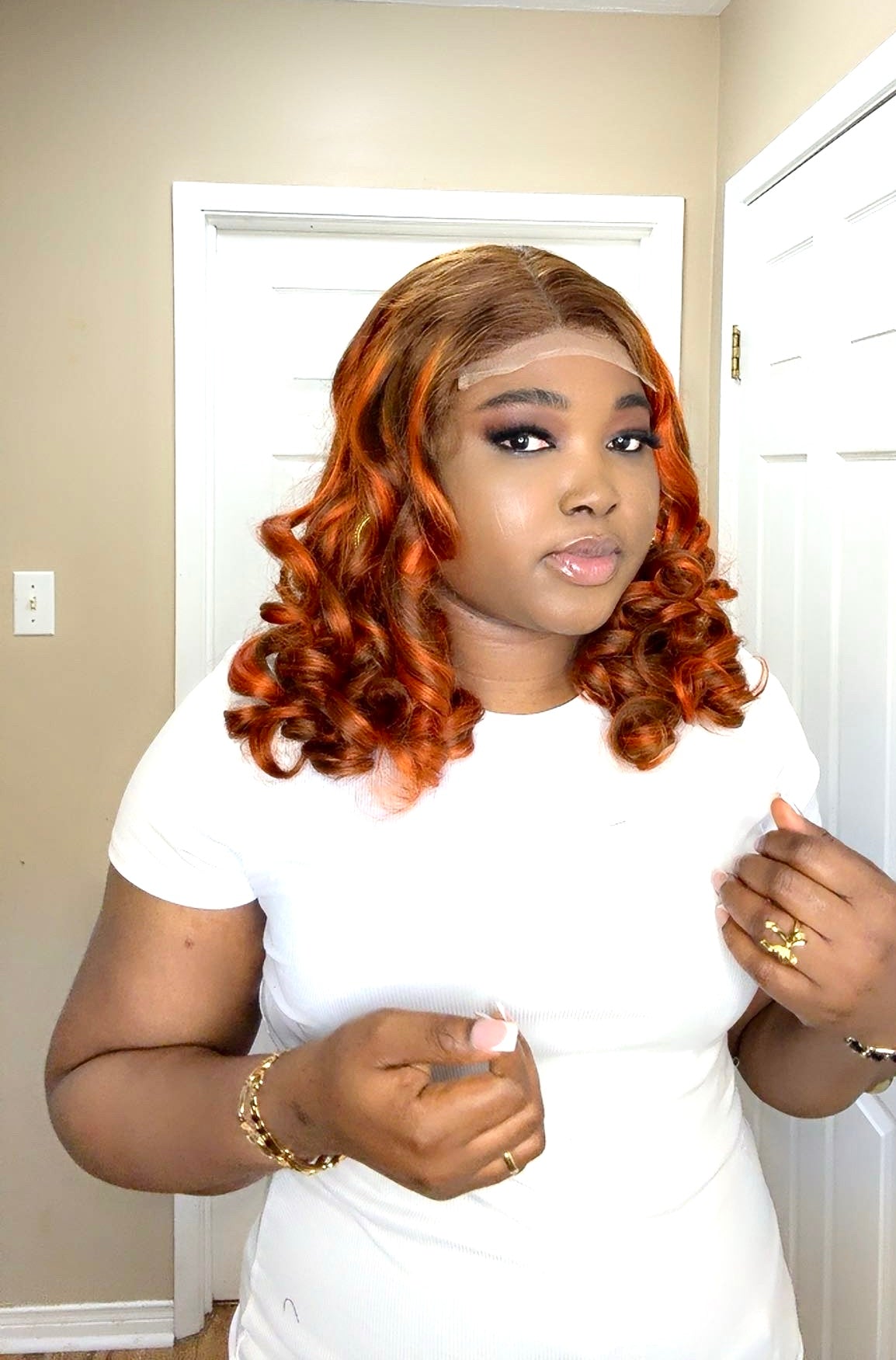 5x5 HD Lace Closure Wig – 18” Chestnut Brown Bouncy Curls | 100% Human Hair| wear n Go