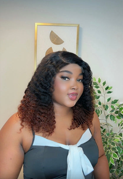 Deal No 26- 18” brown tips soweto curls paired with 5*5 closure wig. Wear and go.