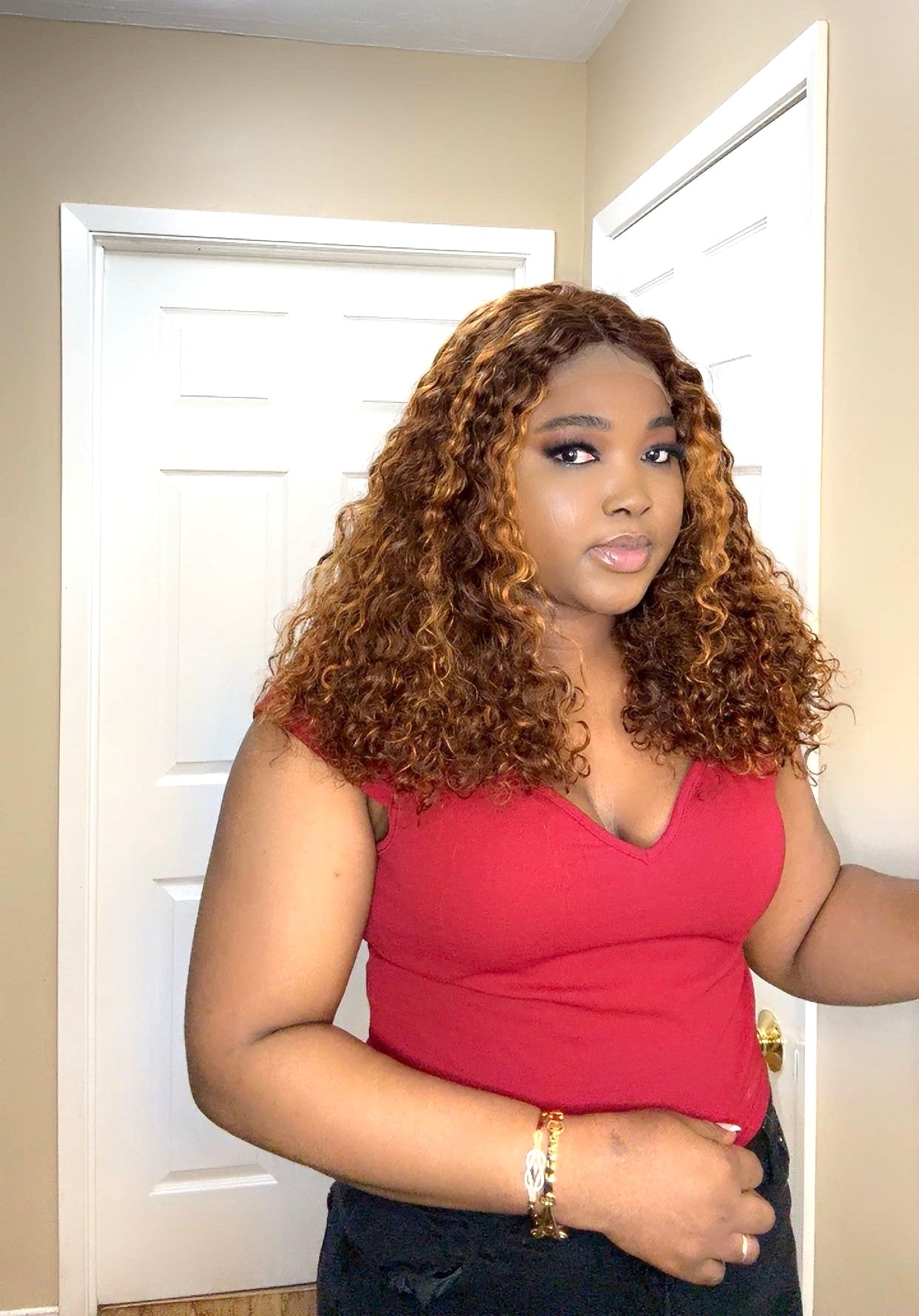 5x5 HD Lace Closure Wig – 18” Highlight water wave Curls | 100% Human Hair