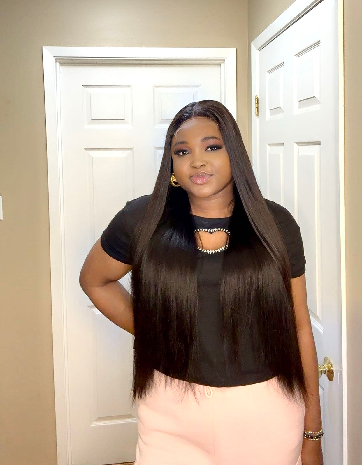 5x5 HD Lace Closure Wig – 30” Straight Wig in Natural Black | 100% Human Hair| Wear n Go