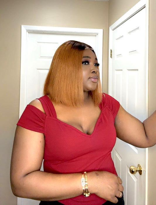Ready to Wear 12” Honey Blonde Straight Bob Wig – 2x6 Closure | 100% Human Hair