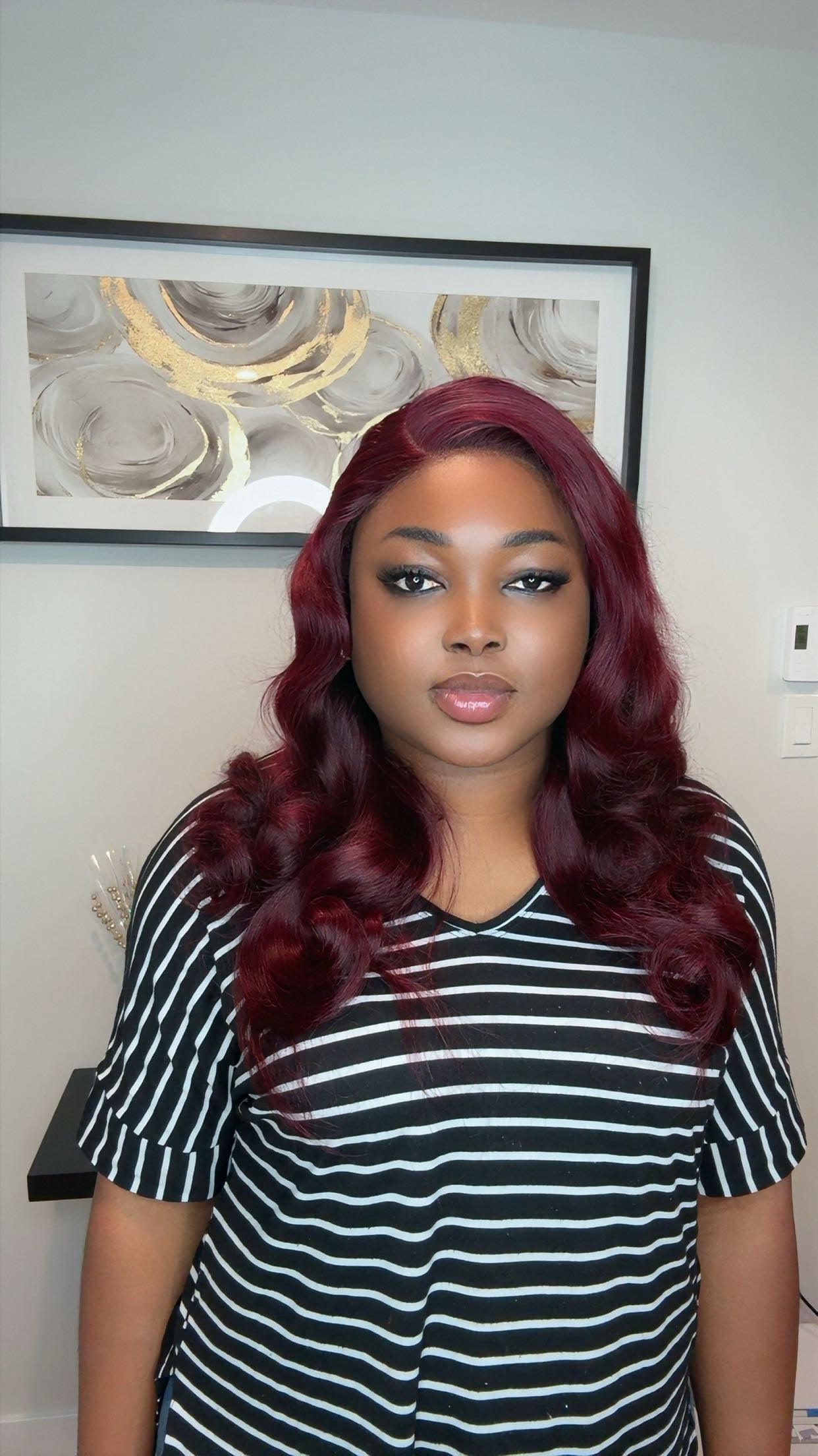 Deal No 8 - 20” burgundy wig paired with 5*5 closure. Wear and go