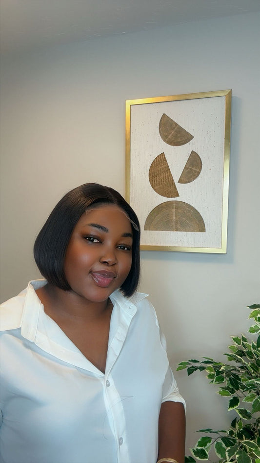 Deal No 38 - 8” bob paired with 4*4 closure. Wear and go wig