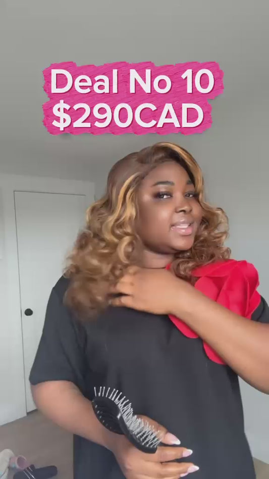 Deal No 10 - Piano Color 16” Bouncy Curl Wig – 5x5 Closure (250g)