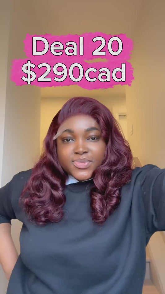 Deal No20 - Glueless 16” Burgundy bouncy curls. Wear and go