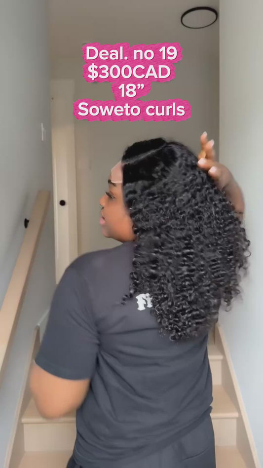 Deal No 19 - 18” Soweto curls 4*4 closure glueless wig