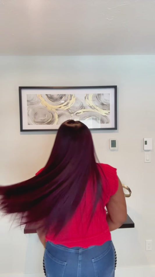 24 Inches Burgundy Straight Wig with 5x5 Closure | Indian Straight Hair | Wear & Go Wig in Canada