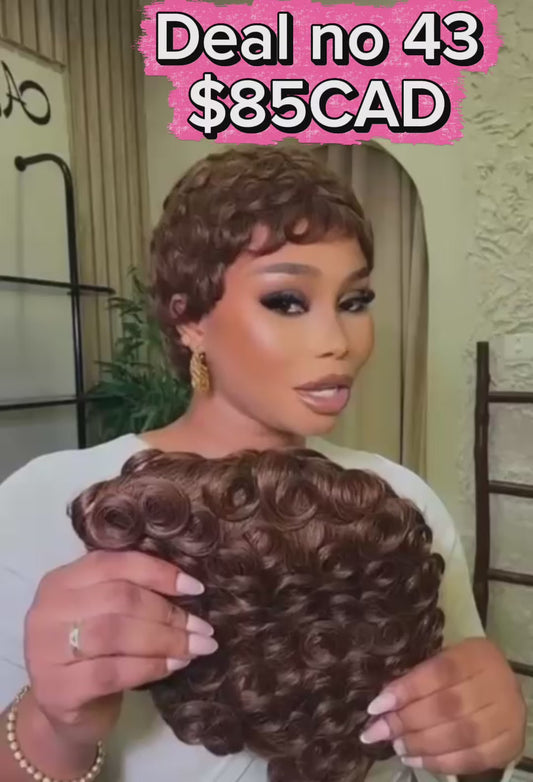 Deal No 43 - short pixie curl human hair wig. Wear and go