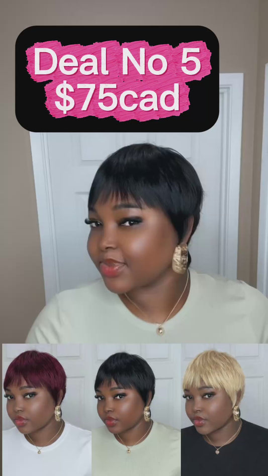 Deal No5 - Glueless short fringe wig . Wear and go