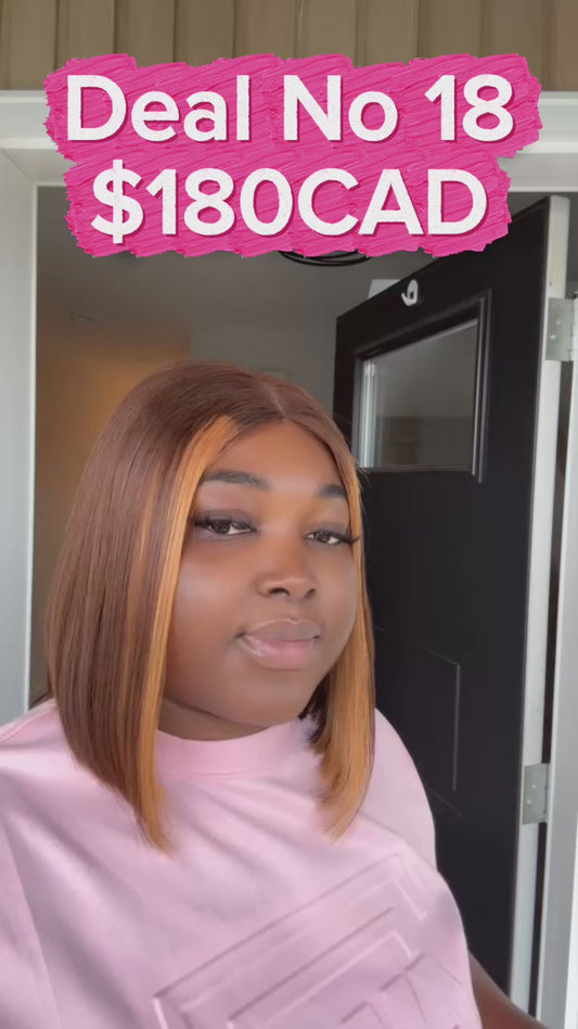 Deal No 18 - 10” Honey Blonde Ombre Bob Wig – 5x5 Closure (Wear & Go)