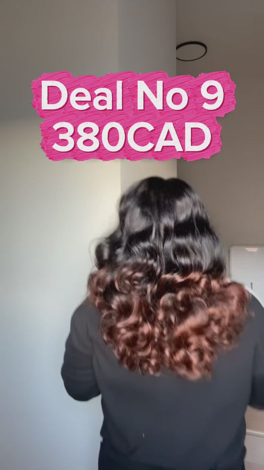 Deal No 9 - Bouncy Curl – 18” Human Hair Wig with 5x5 Closure (Natural Color with Brown Tips)