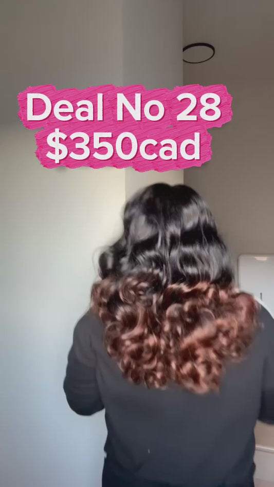 Deal No28 - Bouncy Curl – 18” Human Hair Wig with 5x5 Closure (Natural Color with Brown Tips)